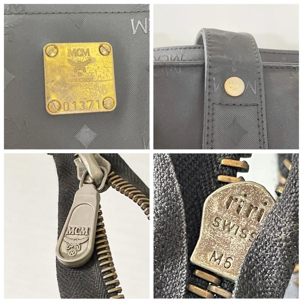 MCM vintage black visetos canvas shoulder bag - Picture 5 of 11